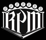 A black and white logo that says rpm on it