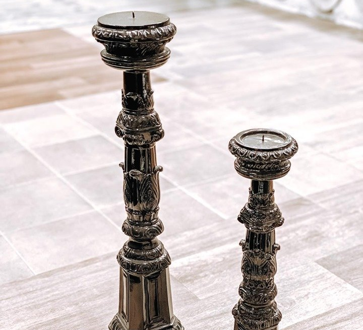 Black Polished Floor Candlesticks. Home decor in Adelaide