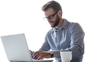 man working at a laptop