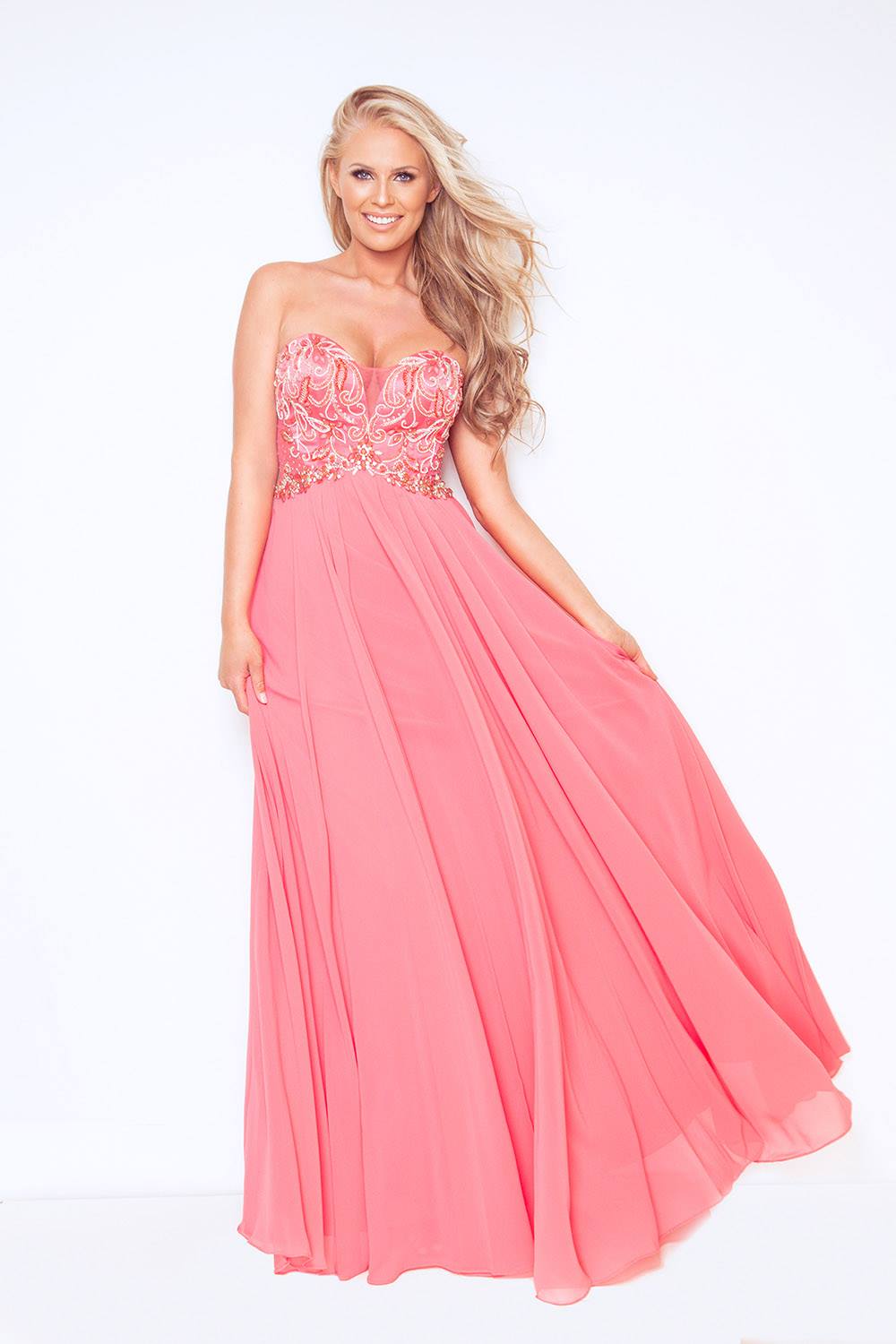 strapless pink dress