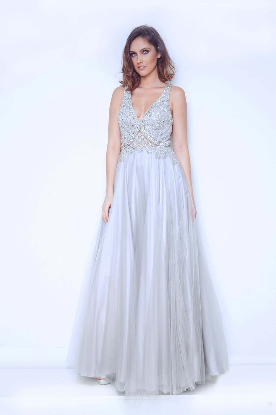 V neck long dress