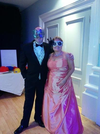 Couple in designer dress