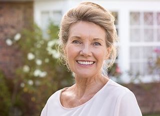 Dentures — Smiling Senior Woman in Brownsburg, IN Dentures — Smiling Senior Woman in Brownsburg, IN