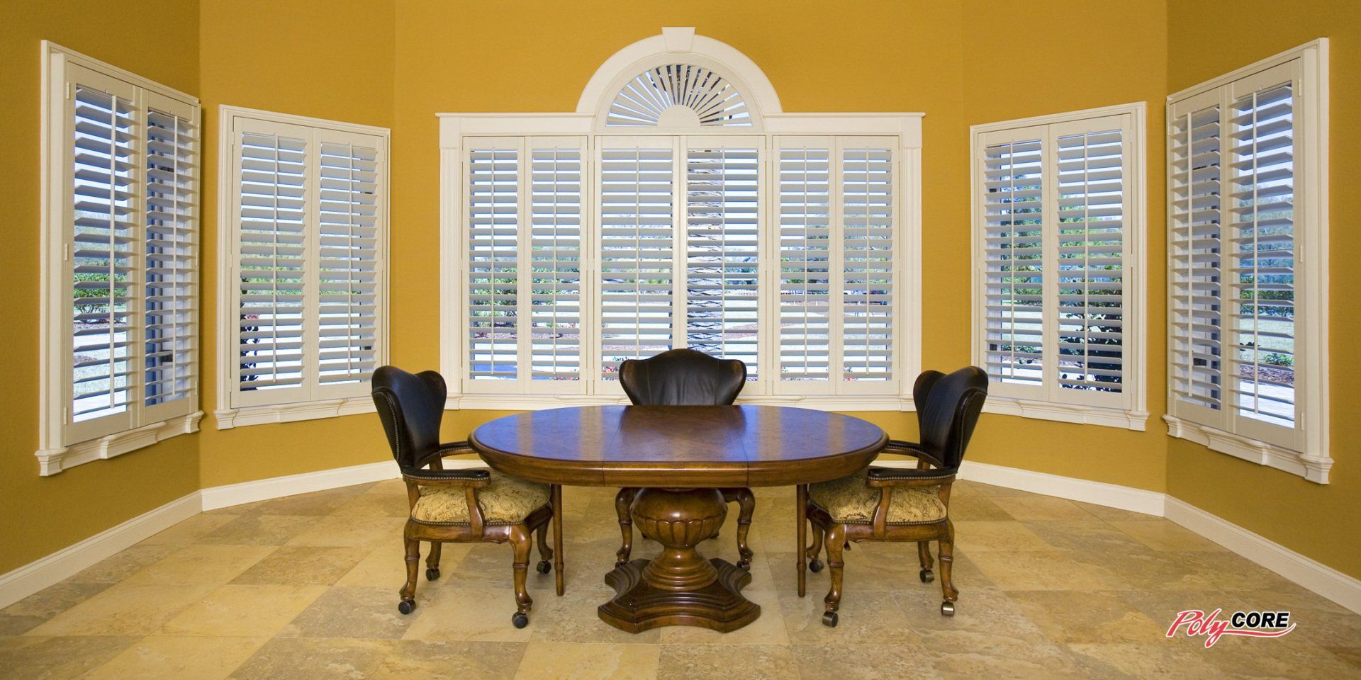 View of a door with installed shutters