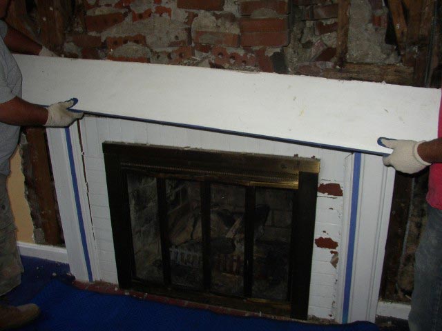 Workers Constructing Fireplace – West Springfield, MA – Rolandini Brothers Masonry