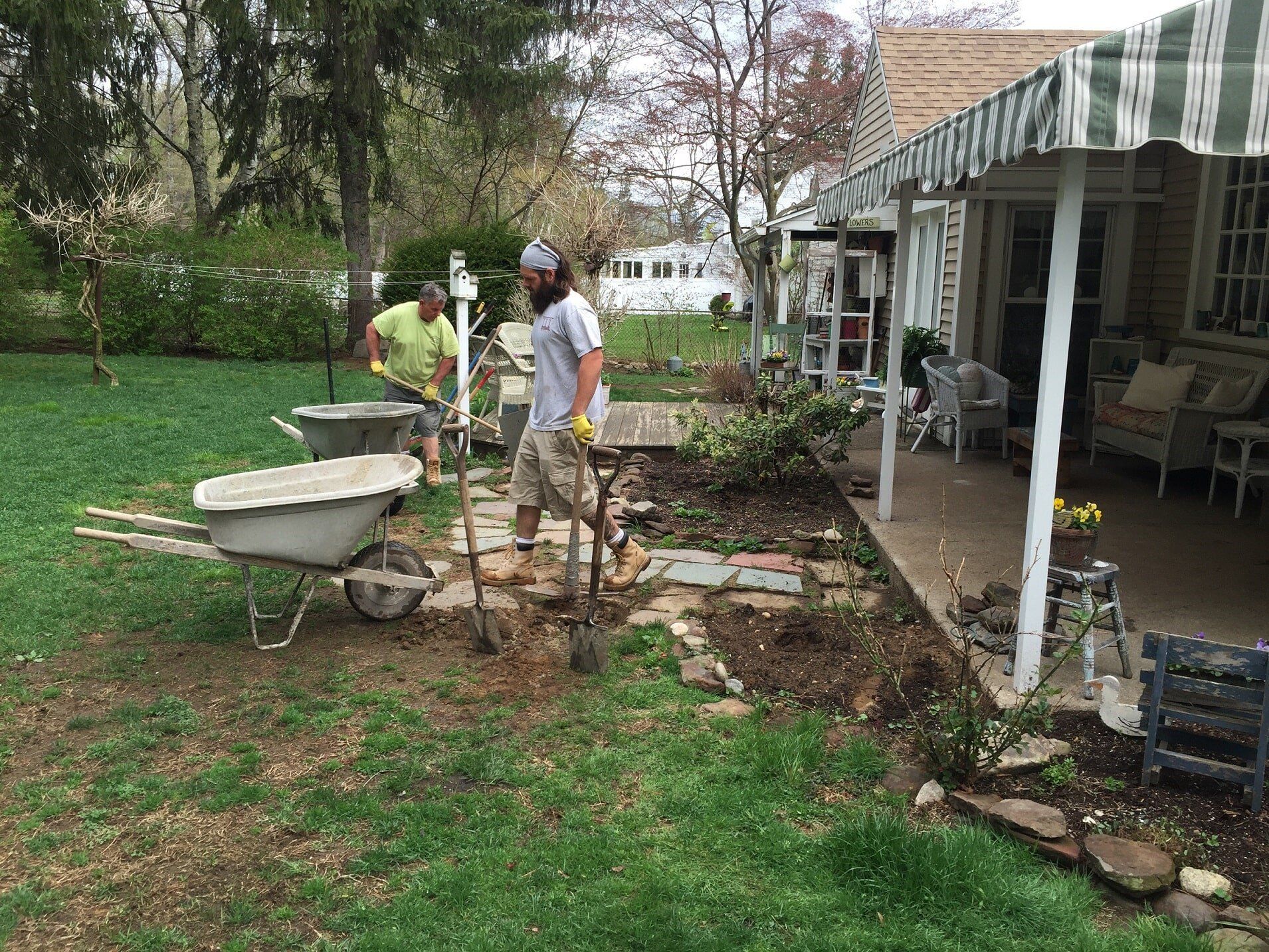 Workers Working on the Backyard – West Springfield, MA – Rolandini Brothers Masonry