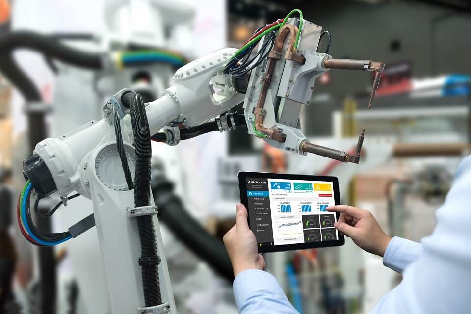 Braccio meccanico di un automatismo industriale