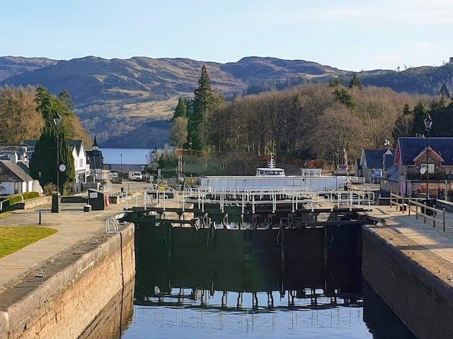 The famous Caledonian Canal at the foot of Loch Ness in Fort Augustus