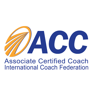 Logo for the International Coach Federation’s Associate Certified Coach (ACC) credential, featuring stylized orange arcs.