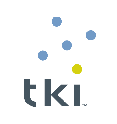 Logo for TKI featuring the dark gray lowercase text 