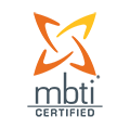 An orange and yellow star-like logo above the text 