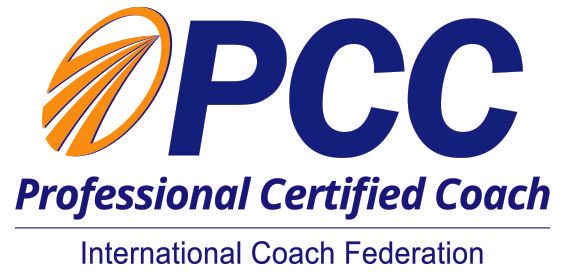 Logo for the International Coach Federation's Professional Certified Coach (PCC) credential, featuring an orange icon.