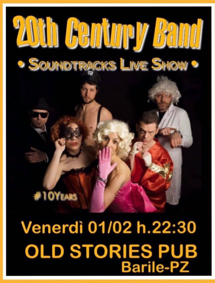 Manifesto promozionale: la band esegue colonne sonore dal vivo all'Old Stories Pub. I membri della band sono in costume.