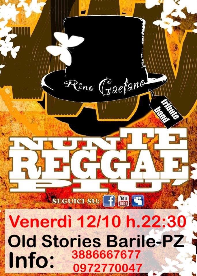 Manifesto per la tribute band reggae Nunte Reggae, presso Old Stories Barile-PZ il 10/12 alle 22:30. 