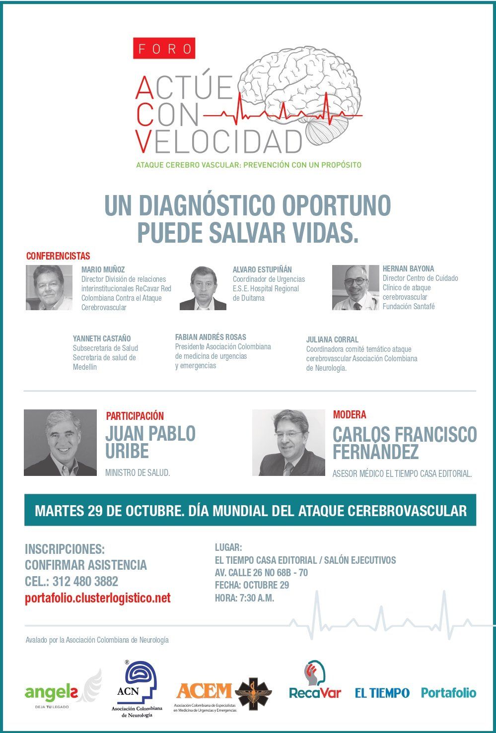A poster with three men on it and the words `` un diagnostico oportuno puede salvar vidas ''
