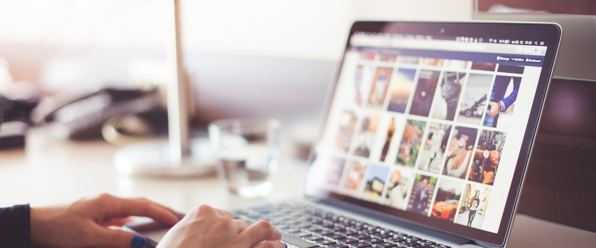 Woman using social media on computer