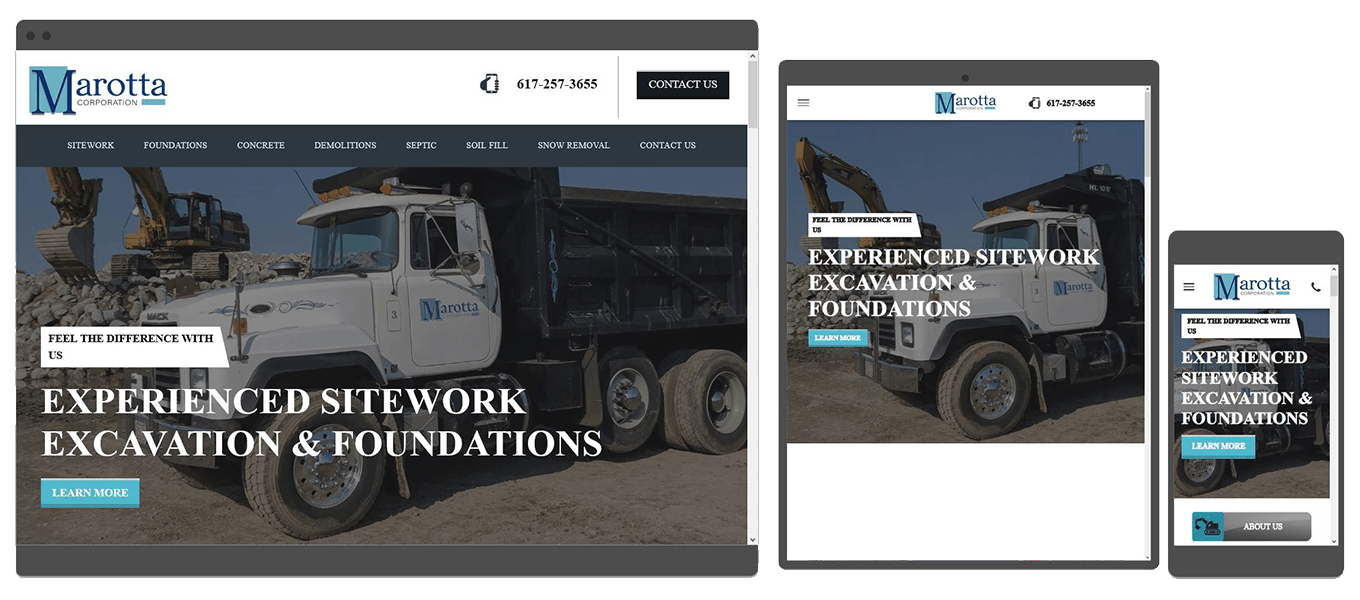 construction company responsive website