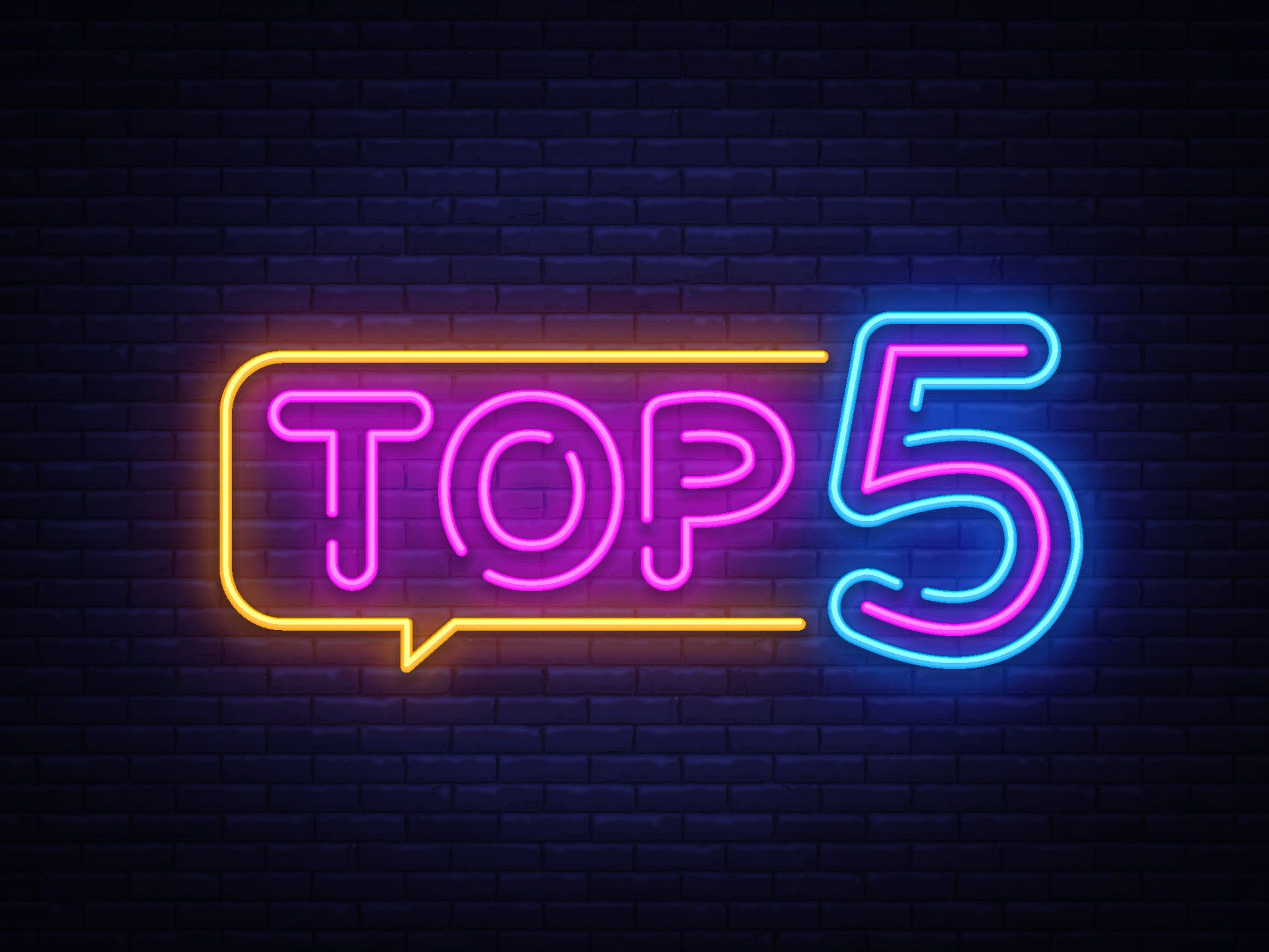 Graphic of a neon sign that says Top 5