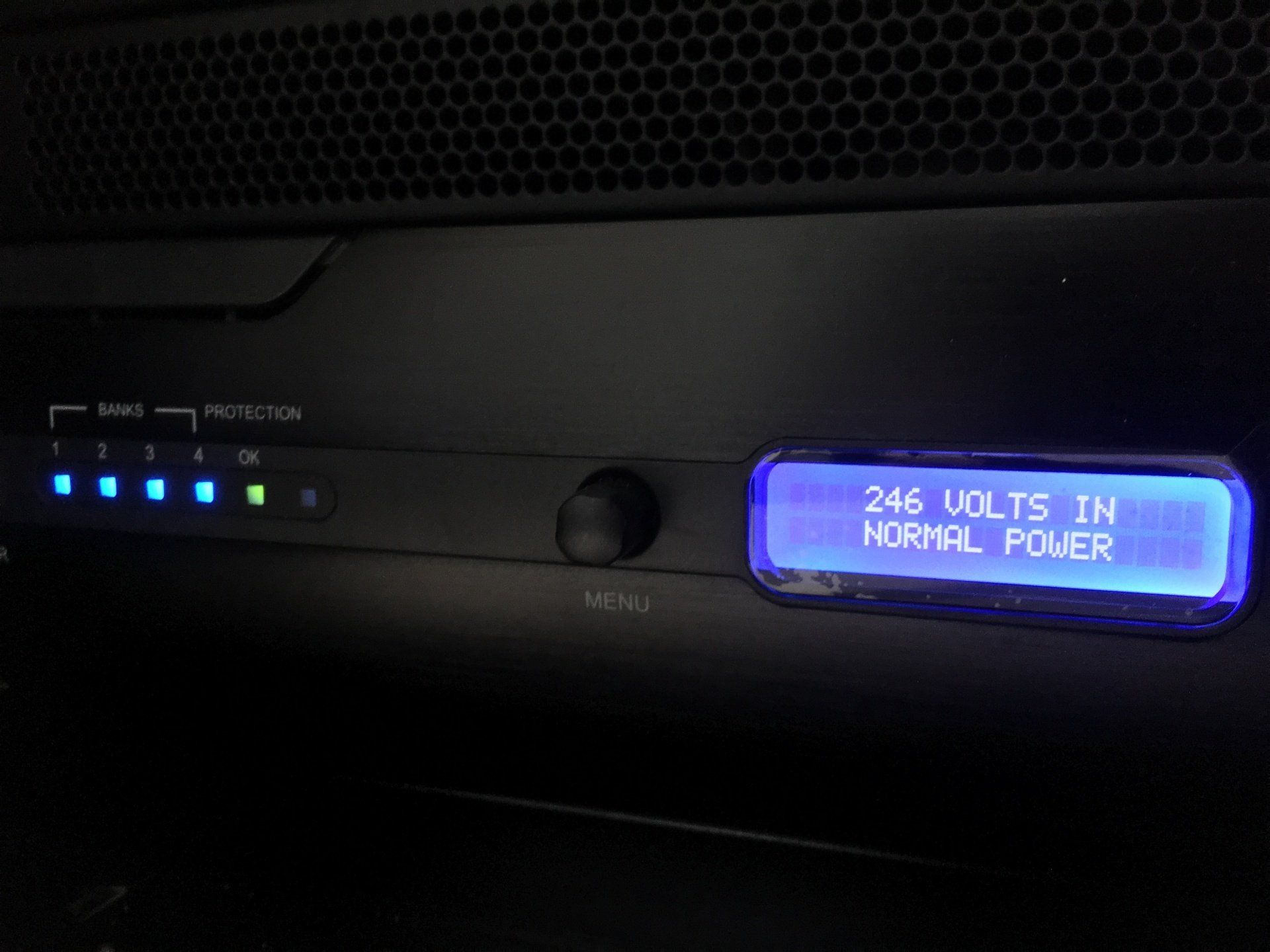 Front display panel of a UPS