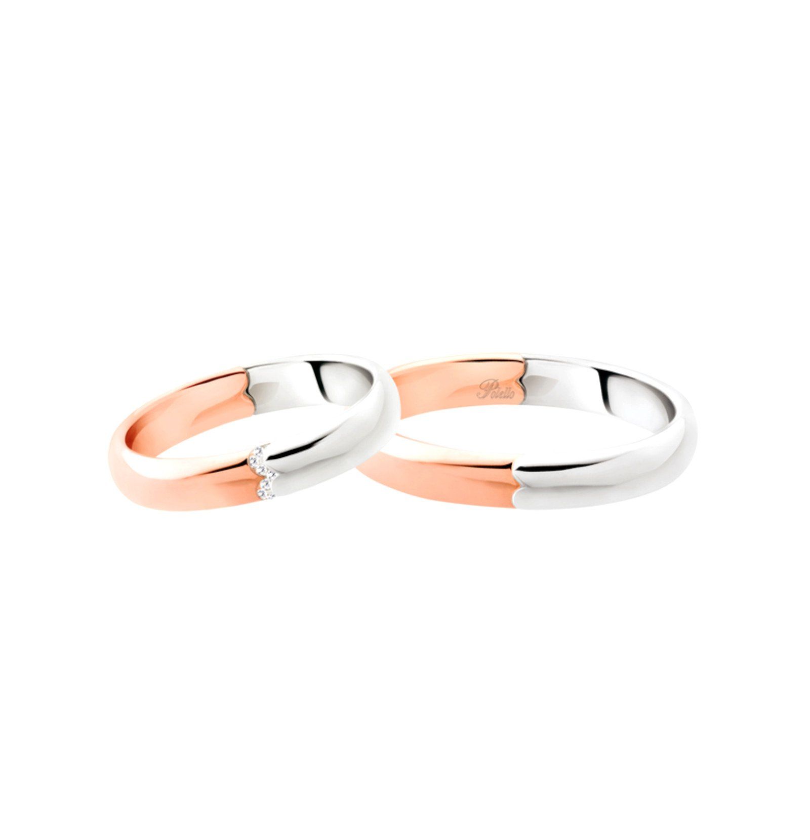 Fedi in Oro Bianco e Oro Rosa Polello mod. 3114 DBR - UBR - Gioielleria Marulla Rimini