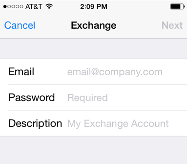 IOS Exchange Settings