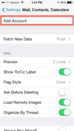IOS Add Account