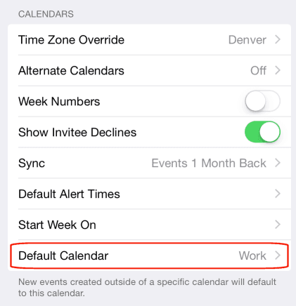 IOS Set Default Calendar