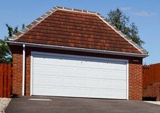 garage with white door