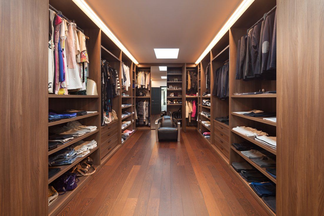 wide dressing room interior of a modern house