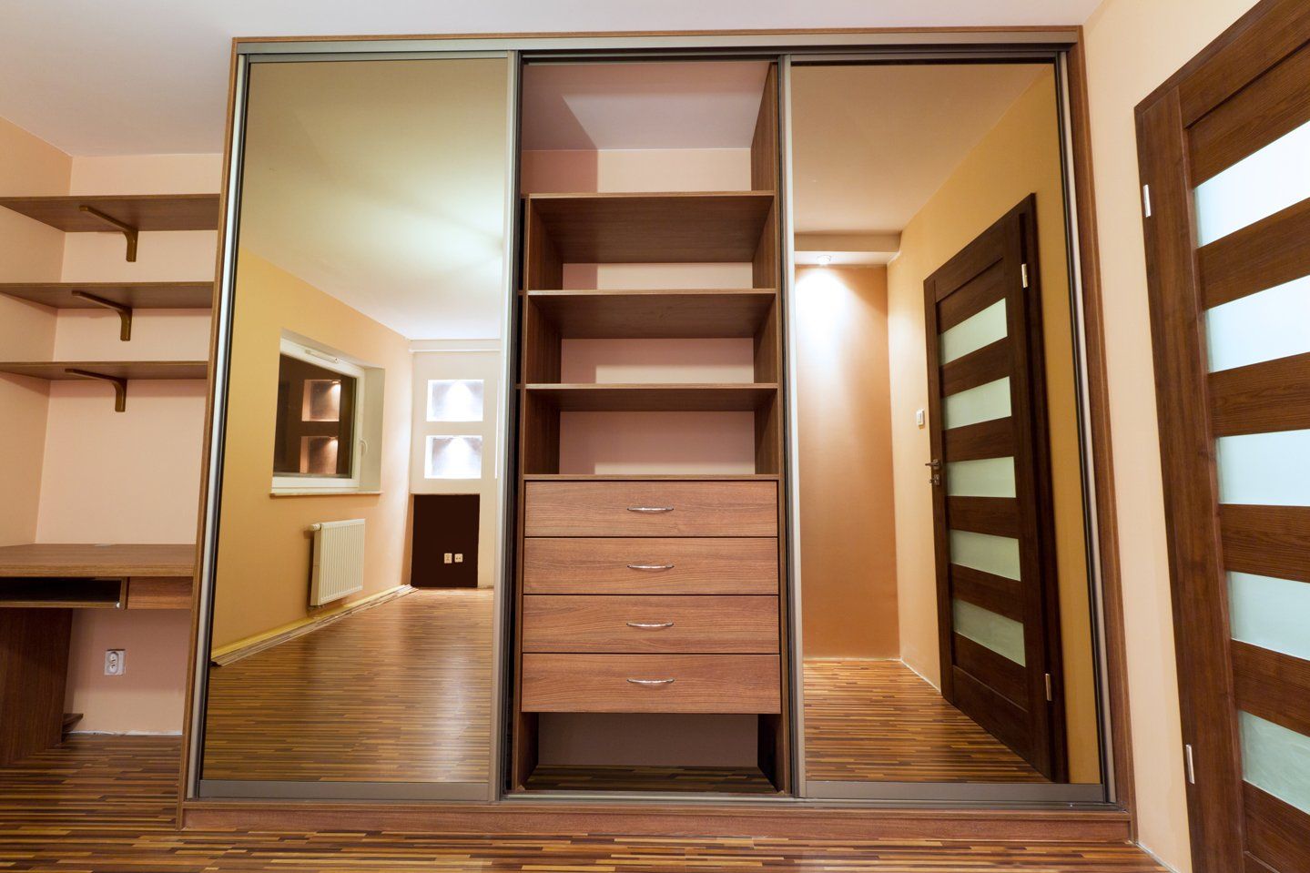 modern apartment interior with wardrobe