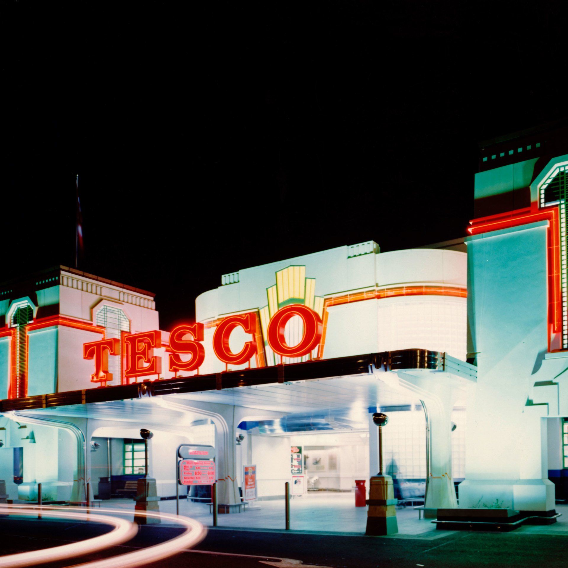 Iconic frontage of the Tesco store at The Hoover Building, refurbished and repurposed by LSH Architects