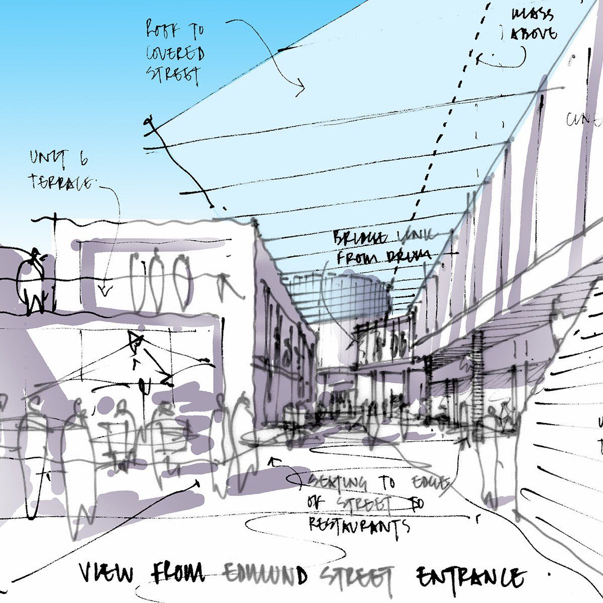 Regents Circus Swindon concept sketch designed by LSH Architects