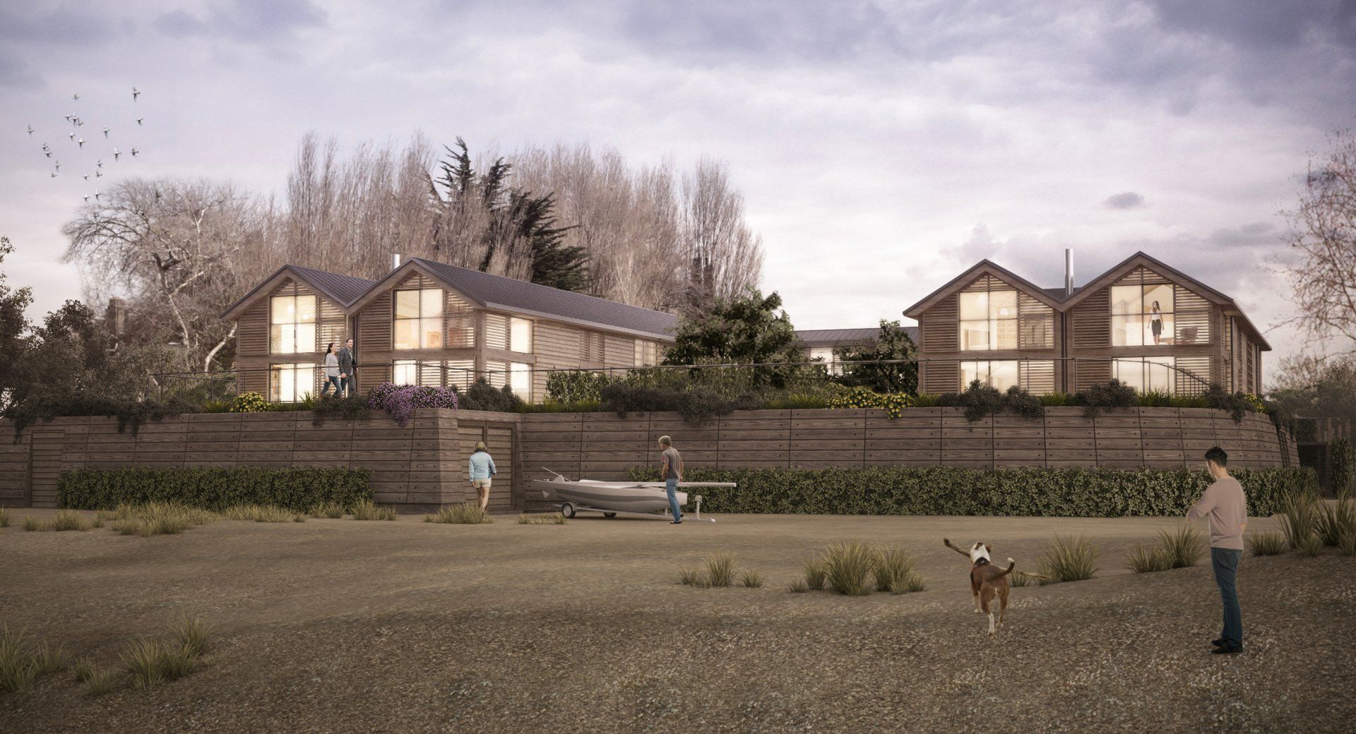 Redevelopment of derelict industrial site in Bosham with 4 contemporary houses designed by LSH Architects