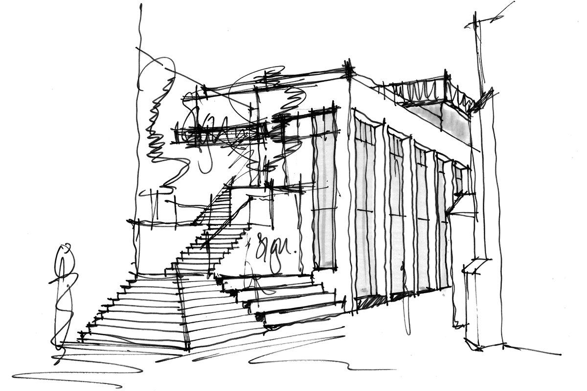 Sketch concept proposal for Lion Yard Cambridge by LSH Architects