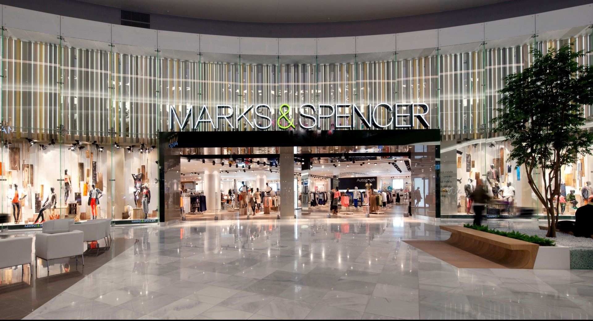 Marks and Spencer store at Centrum Cerny-Most Mall Prague designed by LSH Architects interior team