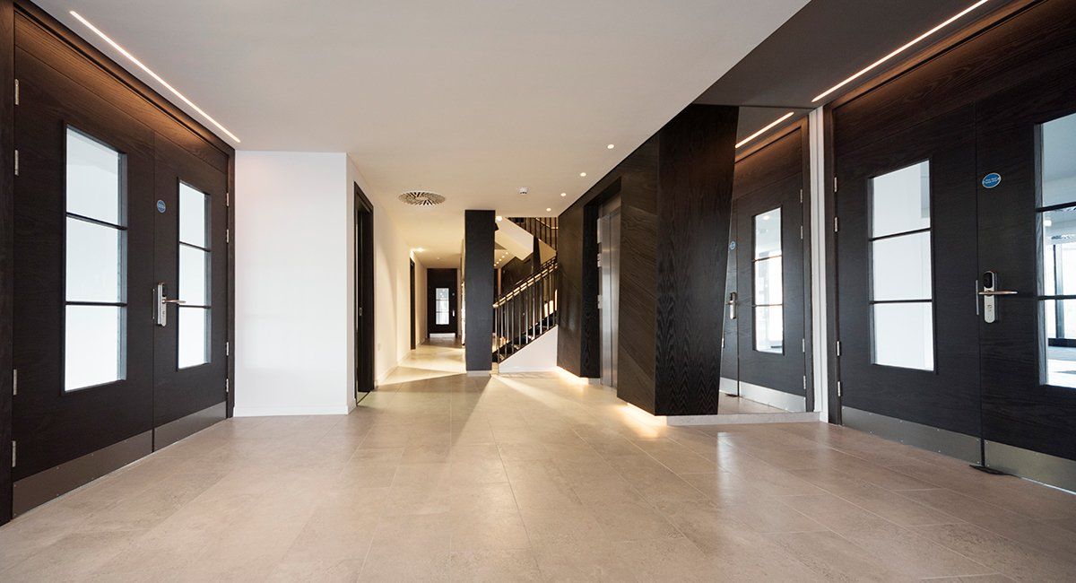 Photo inside reception of The Henley Centre interior design by LSH Architects