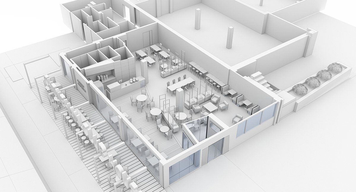 CGI Axo of The Exchange, a refreshment hub with flexible workspace for Chineham Park by LSH Architects
