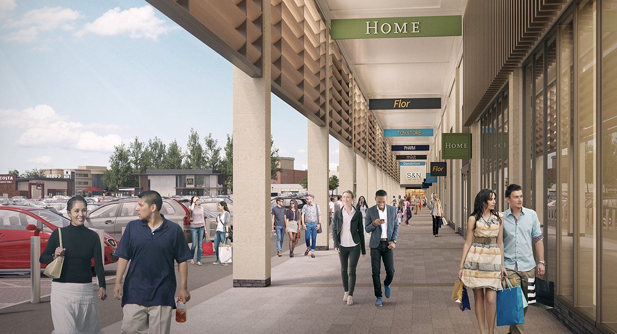 Exterior CGI of proposed Maylands Retail Park, Hemel Hempstead by LSH Architects