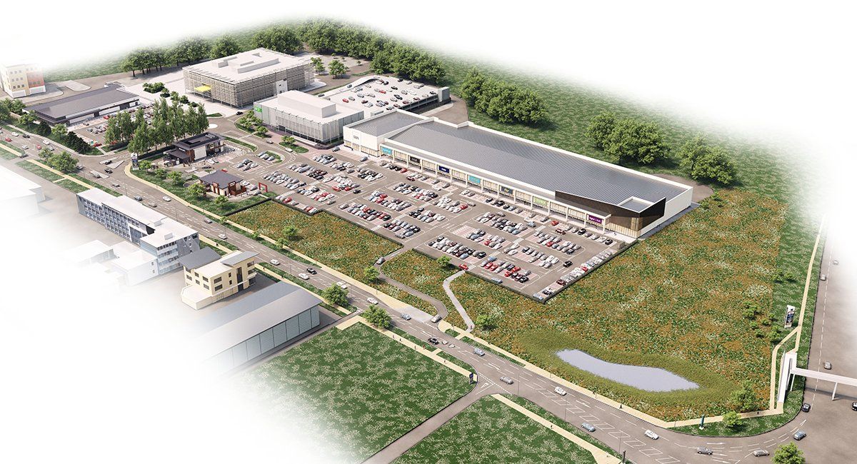 Exterior CGI of proposed Maylands Retail Park, Hemel Hempstead by LSH Architects