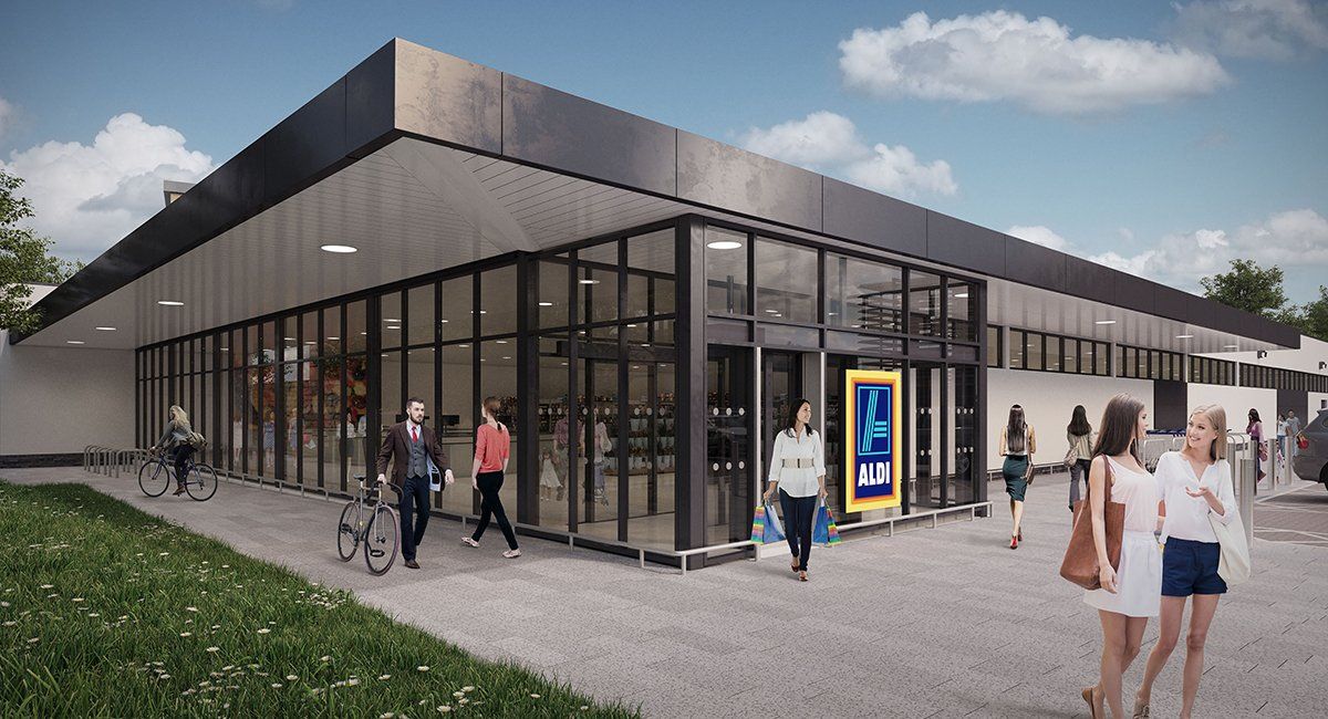 Exterior CGI of proposed Maylands Retail Park, Hemel Hempstead by LSH Architects
