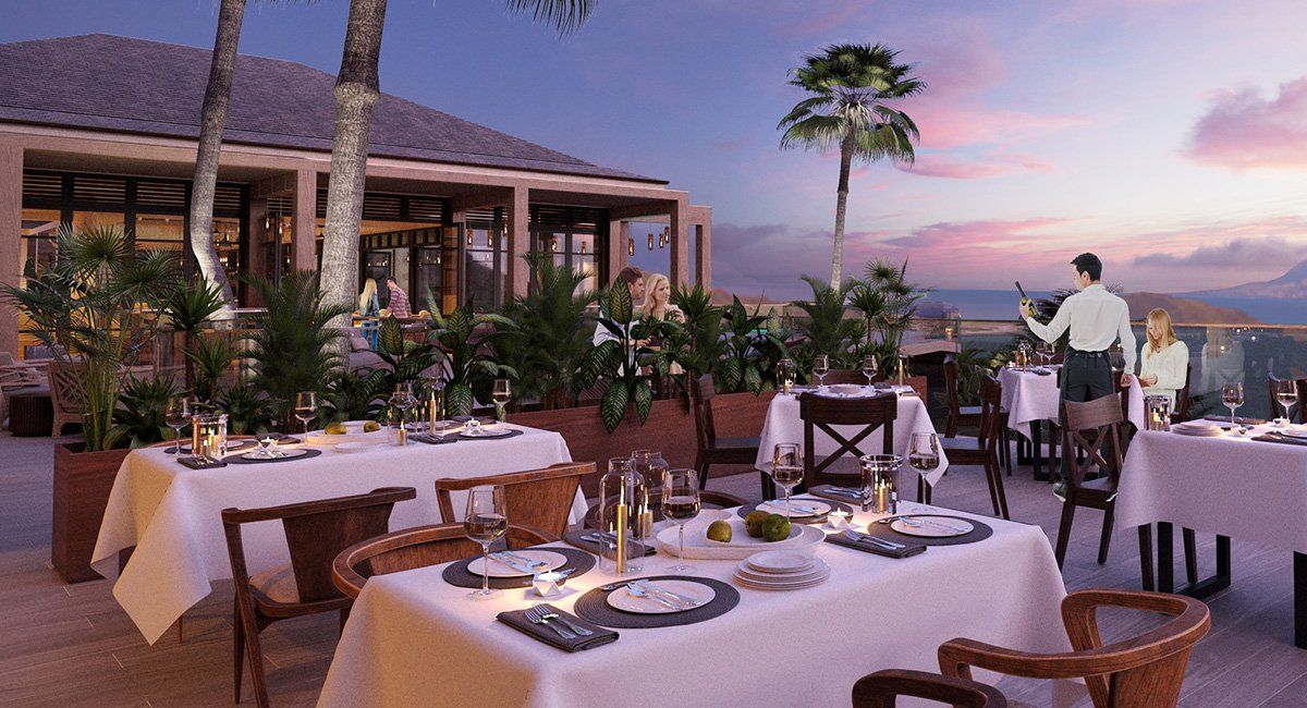 Boutique-hotel residential resort located in stunning position in the Leeward Islands designed by LSH Architects