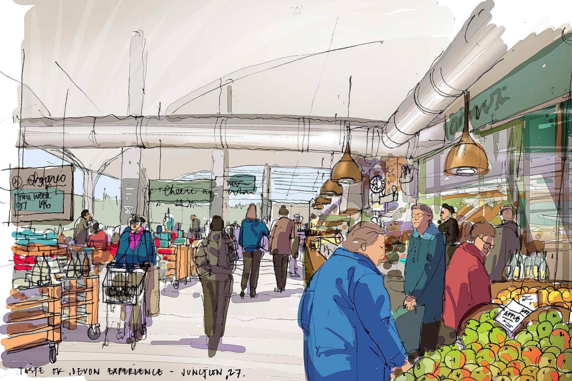 Masterplan concept sketch for Eden Westwood Tiverton by LSH Architects