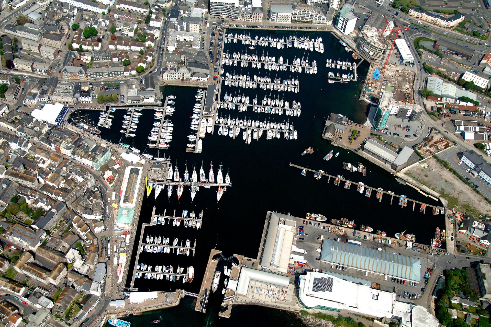 Aerial view of Sutton Harbour, Plymouth, proposals by LSH Architects