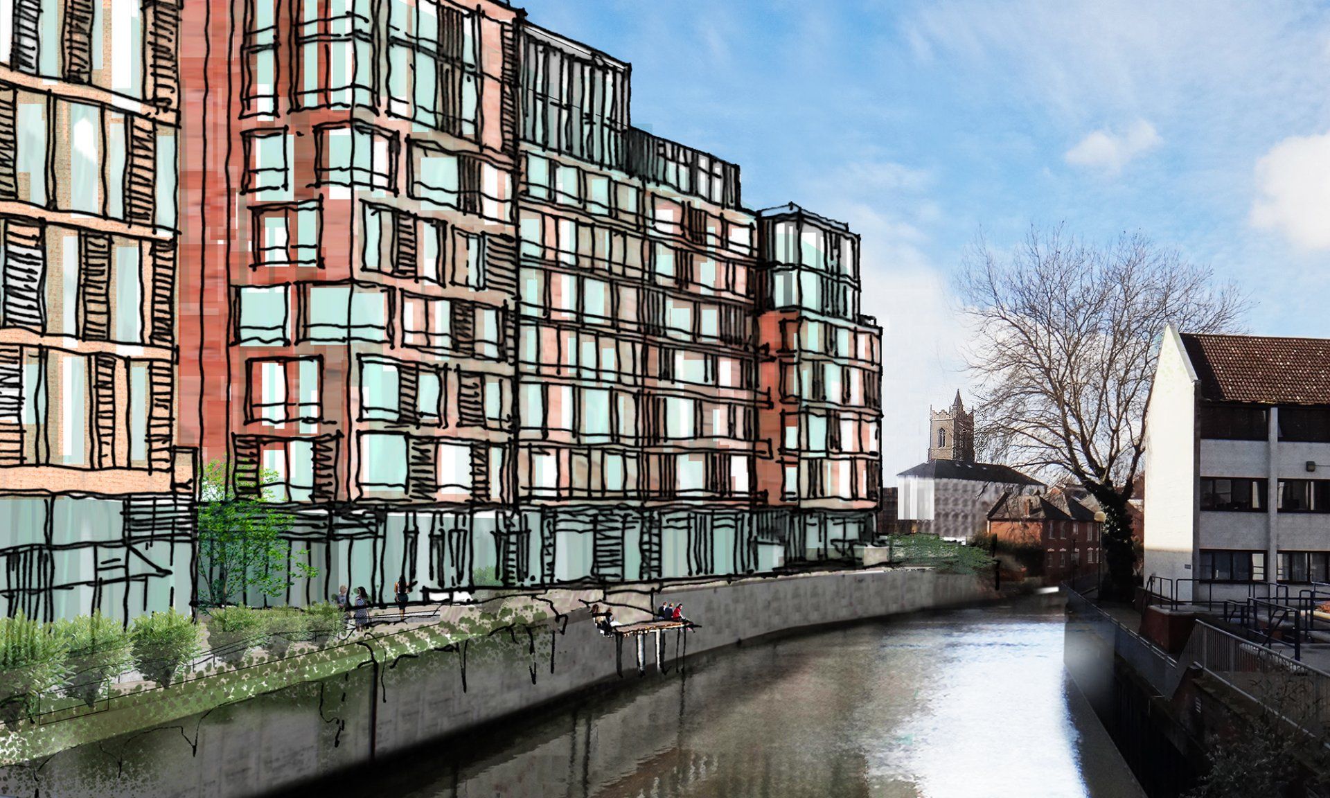 Dukes Wharf Norwich LSH are Architects and masterplanner for a major urban renewal fronting the River Wensum