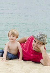 father and son at the beach