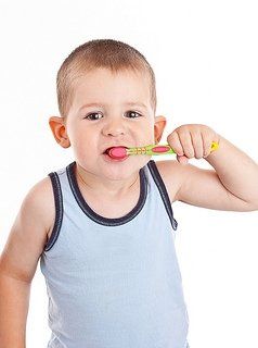 boy brushing teeth