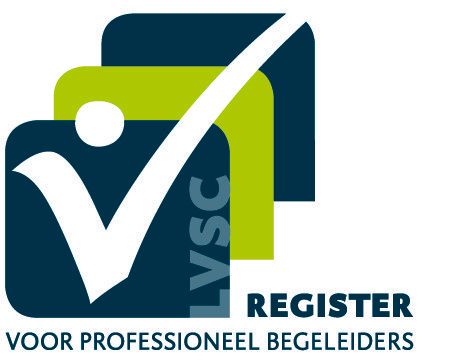 Logo for Register Voor Professioneel Begeleiders, with teal, lime green, and white checkmark icon