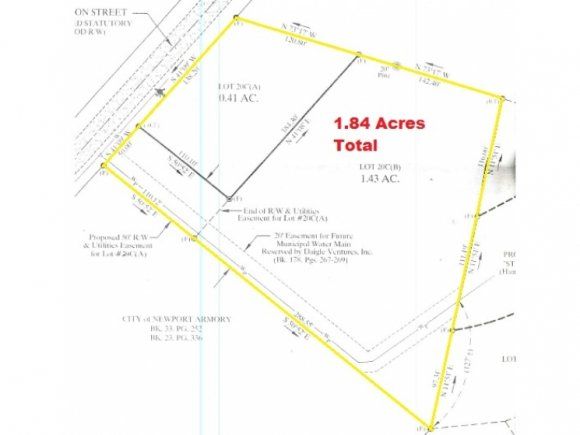 A drawing of a lot with 1.84 acres total