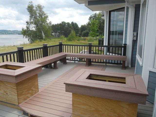 An outdoor seating area in a recently remodeled home