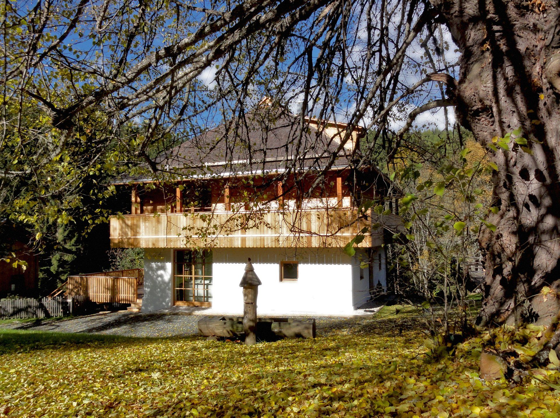 Ein Haus mit einem großen Baum davor